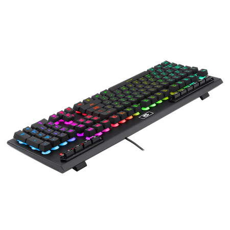 Redragon K513 RGB Membrane Gaming Keyboard, Standard 104 Keys Linear Mechanical-Feel Keyboard w/ 5 Extra On-Board Macro G Keys, Dedicated Media Control, Solid Metal Top Case