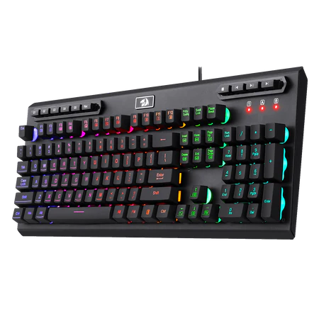 Redragon K513 RGB Membrane Gaming Keyboard, Standard 104 Keys Linear Mechanical-Feel Keyboard w/ 5 Extra On-Board Macro G Keys, Dedicated Media Control, Solid Metal Top Case