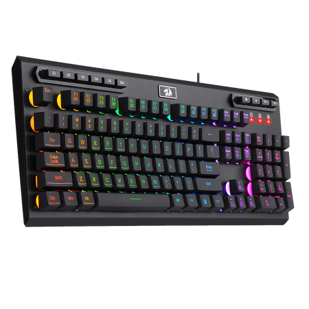 Redragon K513 RGB Membrane Gaming Keyboard, Standard 104 Keys Linear Mechanical-Feel Keyboard w/ 5 Extra On-Board Macro G Keys, Dedicated Media Control, Solid Metal Top Case