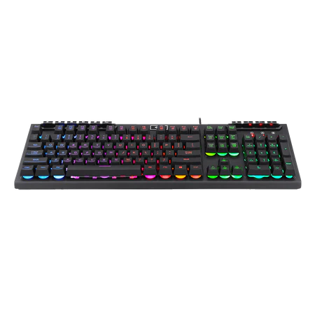 Redragon K513 RGB Membrane Gaming Keyboard, Standard 104 Keys Linear Mechanical-Feel Keyboard w/ 5 Extra On-Board Macro G Keys, Dedicated Media Control, Solid Metal Top Case