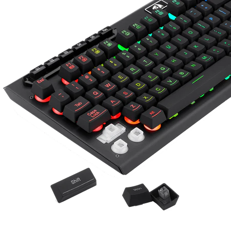 Redragon K513 RGB Membrane Gaming Keyboard, Standard 104 Keys Linear Mechanical-Feel Keyboard w/ 5 Extra On-Board Macro G Keys, Dedicated Media Control, Solid Metal Top Case