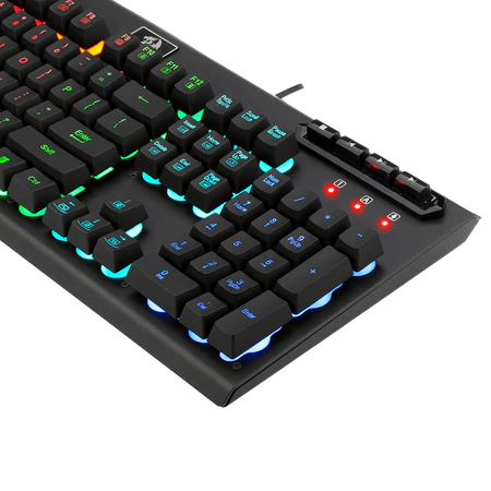 Redragon K513 RGB Membrane Gaming Keyboard, Standard 104 Keys Linear Mechanical-Feel Keyboard w/ 5 Extra On-Board Macro G Keys, Dedicated Media Control, Solid Metal Top Case