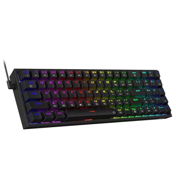 Redragon K628 PRO SE 75% 3-Mode Wireless RGB Gaming Keyboard, 78 Keys Full-Transparent Hot-Swap Compact Mechanical Keyboard w/Upgraded Socket, Dedicated Arrow Keys & Numpad, Translucent Custom Switch